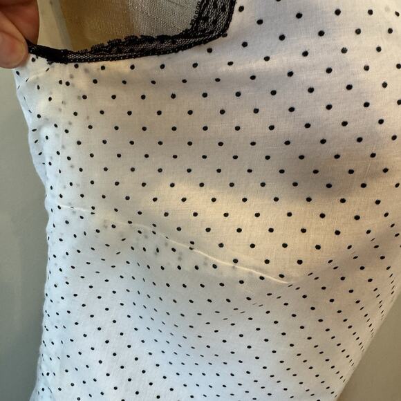 VTG Miss Elliette Dress 4 Polka Dot Black Lace Handkerchief White Goth Coquette - Picture 8 of 15